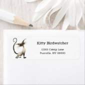 Étiquette Drôle Siamese Cartoon Chat Adresse de retour (En situation)