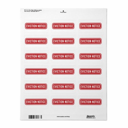 Étiquette du bureau des avis d'expulsion (Feuille entière)
