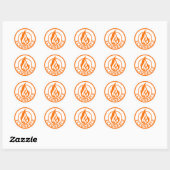 Étiquette du cercle de feu inflammable orange (Feuille)