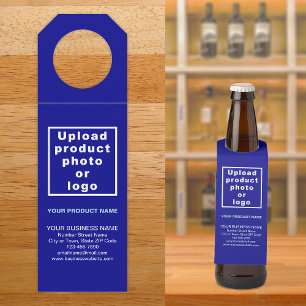 Étiquette du cintre de bouteille bleue du produit