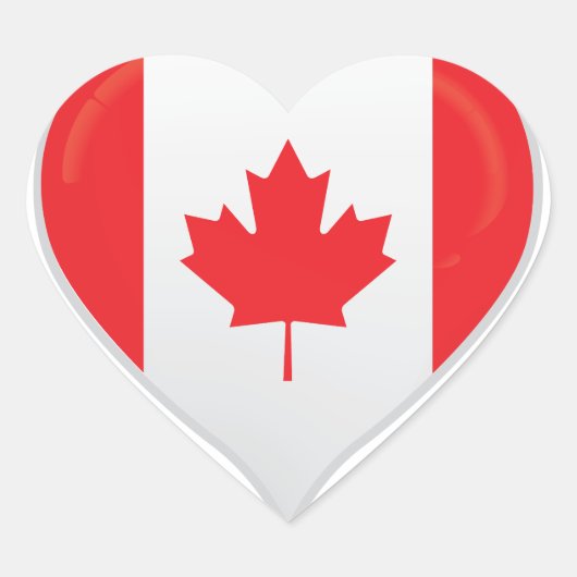 Étiquette du coeur de la fierté du drapeau canadie (Devant)