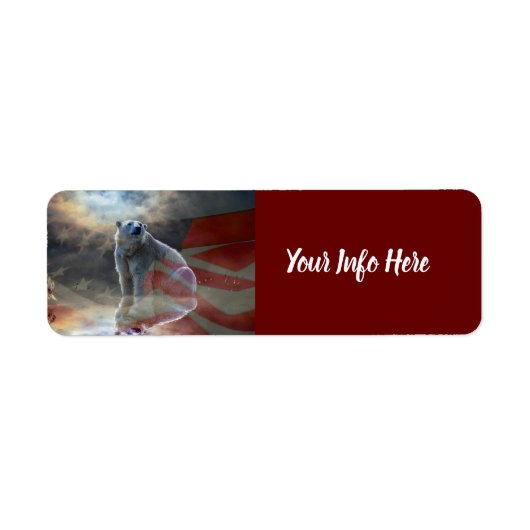 Étiquette du drapeau américain de l'Ours polaire d (Devant)