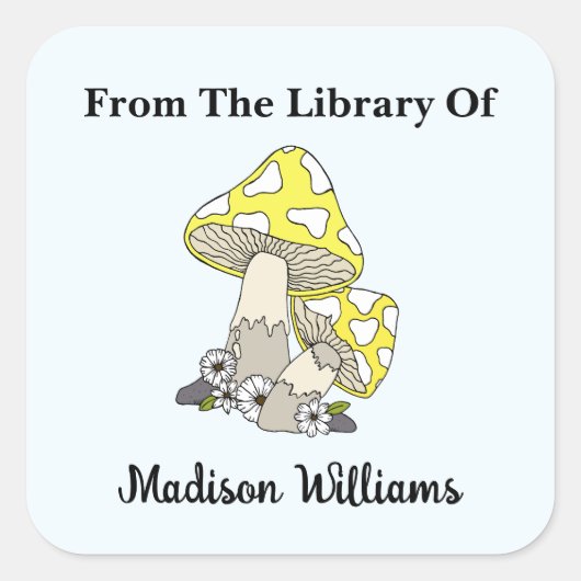 Étiquette du livre de champignon jaune rétro (Devant)
