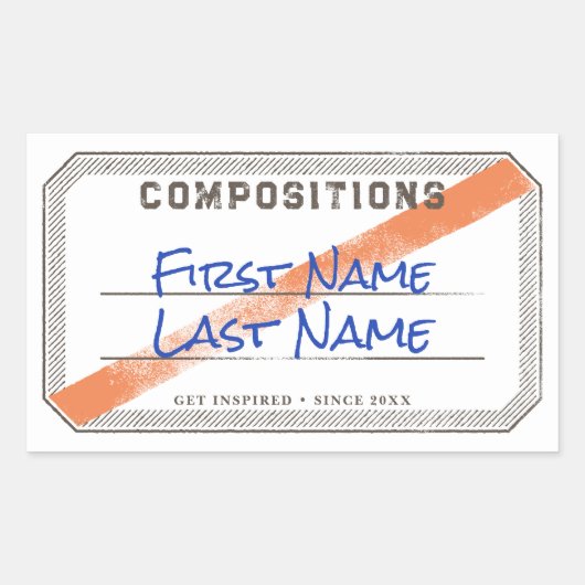 Étiquette du livre de composition avec étiquette à (Devant)