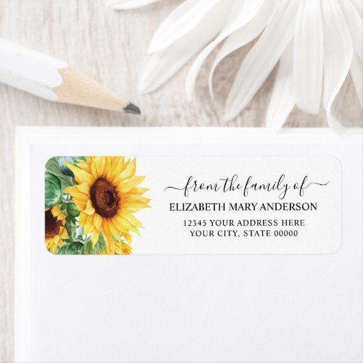 Étiquette Du mémorial funéraire de famille de tournesol flor (En situation)