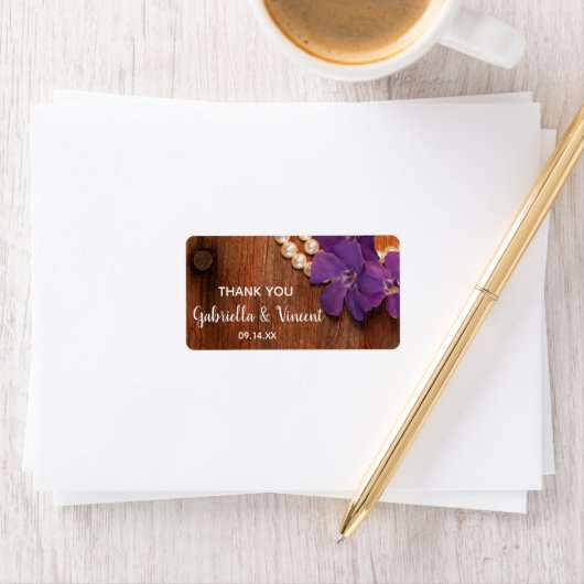 Étiquette du Merci Mariage Perles et Perles (En situation)