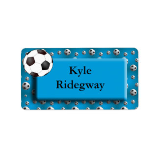 Étiquette du nom de la balle de football bleu
