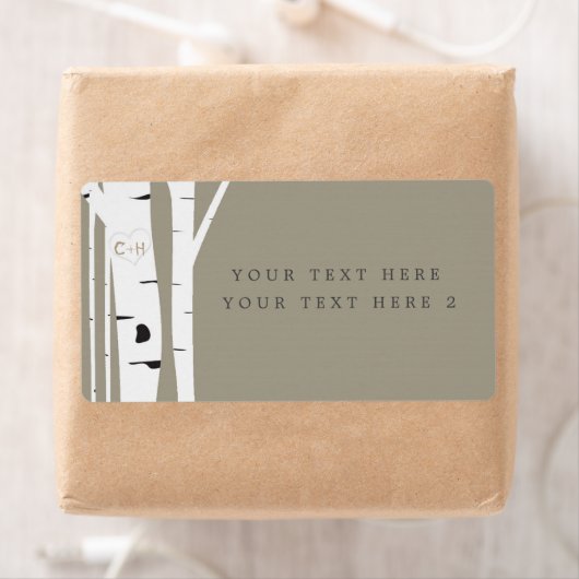 Étiquette du package Rustic Birch Tree Taupe Party (En situation)