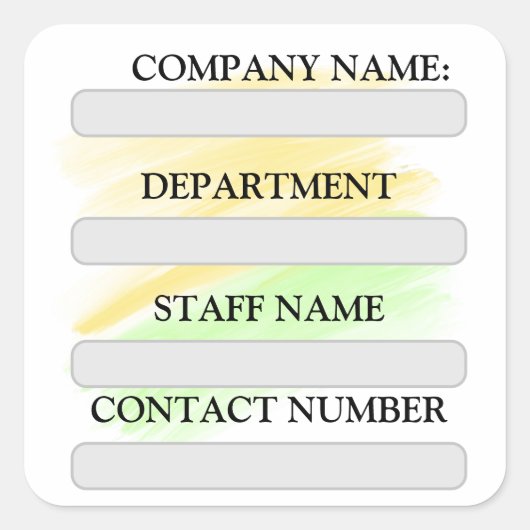 ÉTIQUETTE DU PERSONNEL STICKER POUR L'ENTREPRISE (Devant)