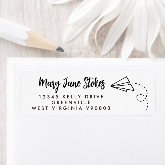 Étiquette du plan papier de l'avion RETOUR ADRESSE (En situation)