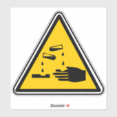 Étiquette du symbole de danger matériel corrosif (Feuille)