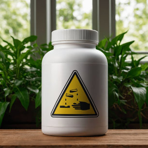 Étiquette du symbole de danger matériel corrosif