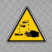 Étiquette du symbole de danger matériel corrosif