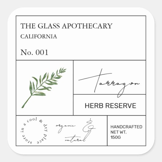 Étiquette du Tarragon d'Apothecary (Devant)