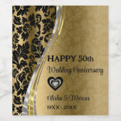 Étiquette du vin de l'anniversaire Gold & Black Ma (Étiquettes simples)