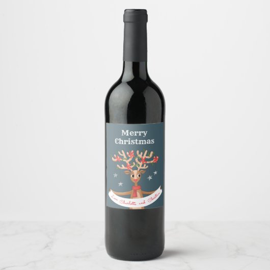 Étiquette du vin de Noël Reindeer (Devant)