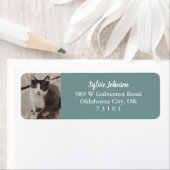 Étiquette Duck Egg Blue Pet Photo Retour Adresse (En situation)