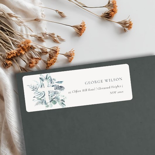 Étiquette Dusky Blue Eucalyptus Fern Folin Adresse croisée