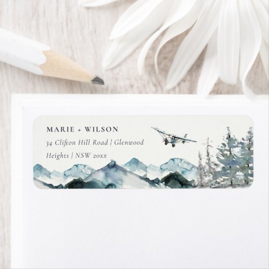 Étiquette Dusky Blue Mountains Pine Plane Glider Adresse (En situation)