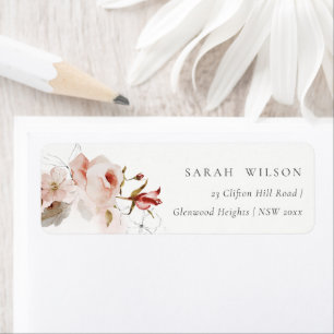 Étiquette Dusky Fall Marsala Blush Floral Wreath Mariage