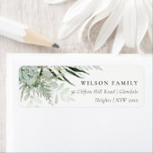 Étiquette Dusky Green Leafy Fern Succulent Foliing Adresse (En situation)