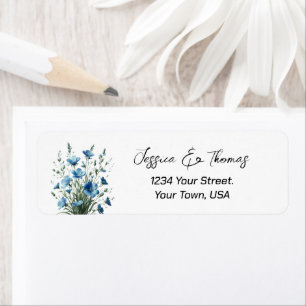 Étiquette Dusty Blue Boho Fleur sauvage Adresse de retour