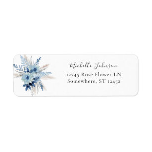 Étiquette Dusty Blue Boho Floral Adresse de retour Label
