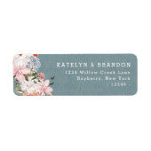 Étiquette Dusty Blue Burlap dace et Floral Adresse de retour (Devant)