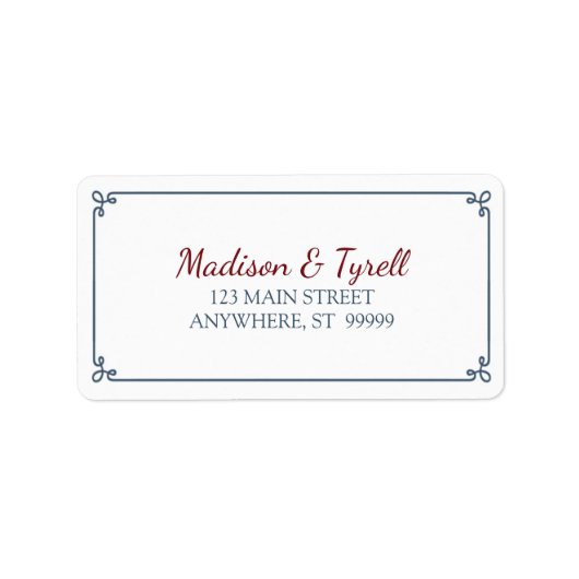 Étiquette Dusty Blue & Dark Red Adresse (Devant)