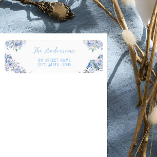Étiquette Dusty Blue Floral Bow Baby shower retour