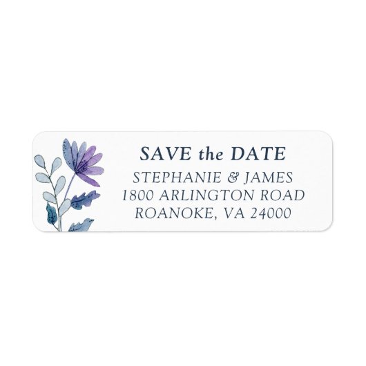 Étiquette Dusty Blue Floral Enregistrer la date Retour Adres (Devant)