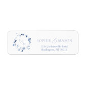 Étiquette Dusty Blue Floral Monogram (Devant)
