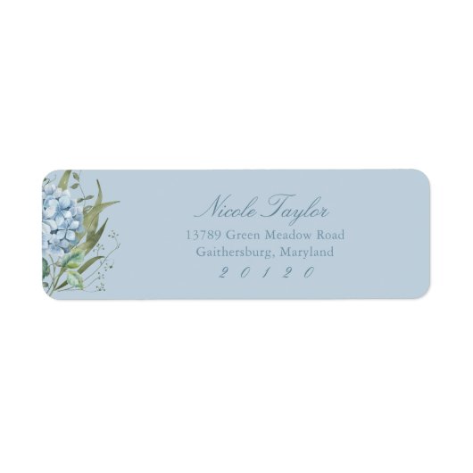 Étiquette Dusty Blue Hydrangea Return Address Labels (Devant)