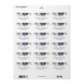 Étiquette Dusty Blue Mauve Rose rose ardoise Mariage floral (Feuille entière)