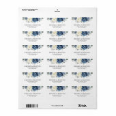 Étiquette Dusty Blue Navy Champagne Ivory Floral Mariage (Feuille entière)