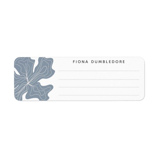 Étiquette Dusty Blue Nom Linked Blank Modèle Herb Floral (Devant)
