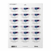 Étiquette Dusty Blue Purple Navy Lilac Blooms Mariage (Feuille entière)