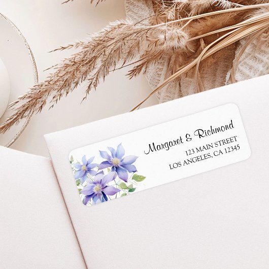 Étiquette Dusty Blue Rustic Floral Mariage Adresse
