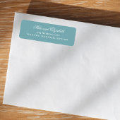 Étiquette Dusty Blue Script Names Wedding Address