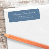 Étiquette Dusty Blue Script Wedding Return Address Label