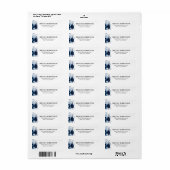 Étiquette Dusty Blue Slate Navy Floral Botanal Mariage (Feuille entière)