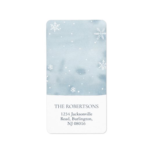 Étiquette Dusty Blue Snowflake Return Address Label (Devant)