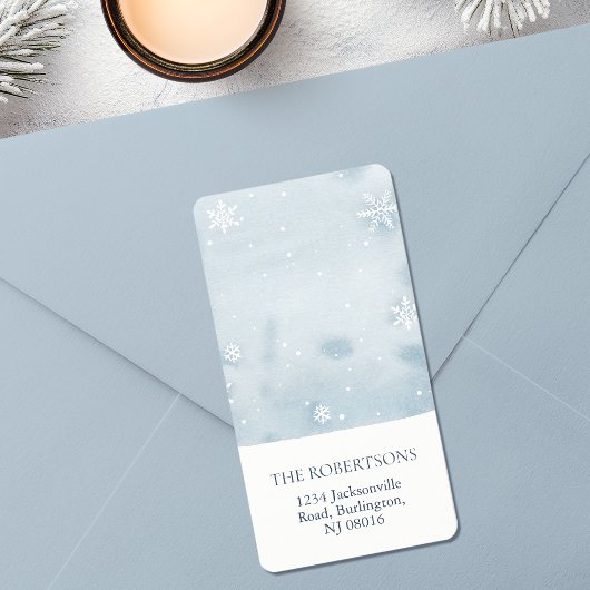 Étiquette Dusty Blue Snowflake Return Address Label