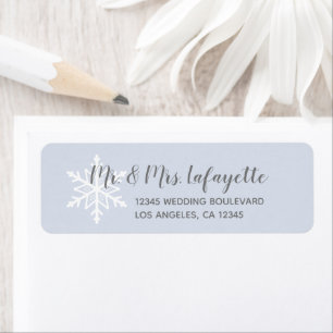 Étiquette Dusty Blue Snowflake Winter Wedding Adresse de ret