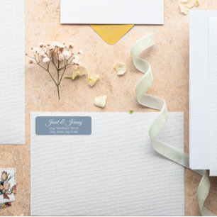 Étiquette Dusty Blue Stylisated Names Mariage Adresse de ret