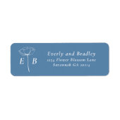 Étiquette Dusty Blue White Monogram Floral Accent Address (Devant)