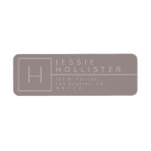 Étiquette Dusty Grey/Silver Rust Monogramme Adresse de retou (Devant)