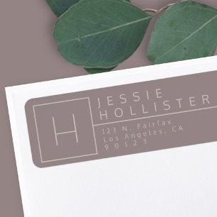 Étiquette Dusty Grey/Silver Rust Monogramme Adresse de retou