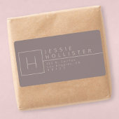 Étiquette Dusty Grey/Silver Rust Monogramme Adresse de retou