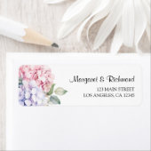 Étiquette Dusty Purple & Pink Hydrangea Adresse Mariage (En situation)